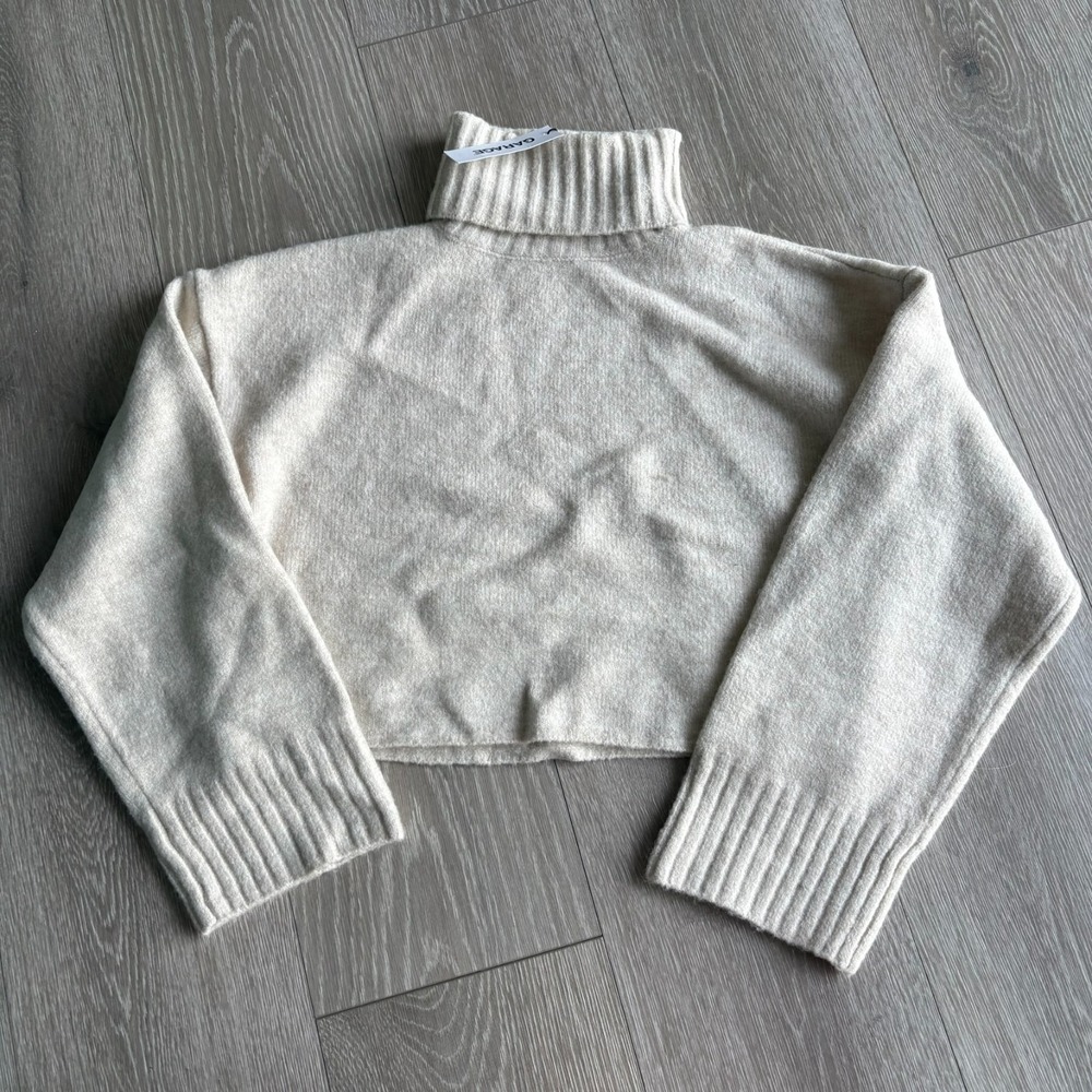 NWT Garage Womens Rainy‎ Day Melange Spongy Cropped Turtleneck Sweater Size XXS